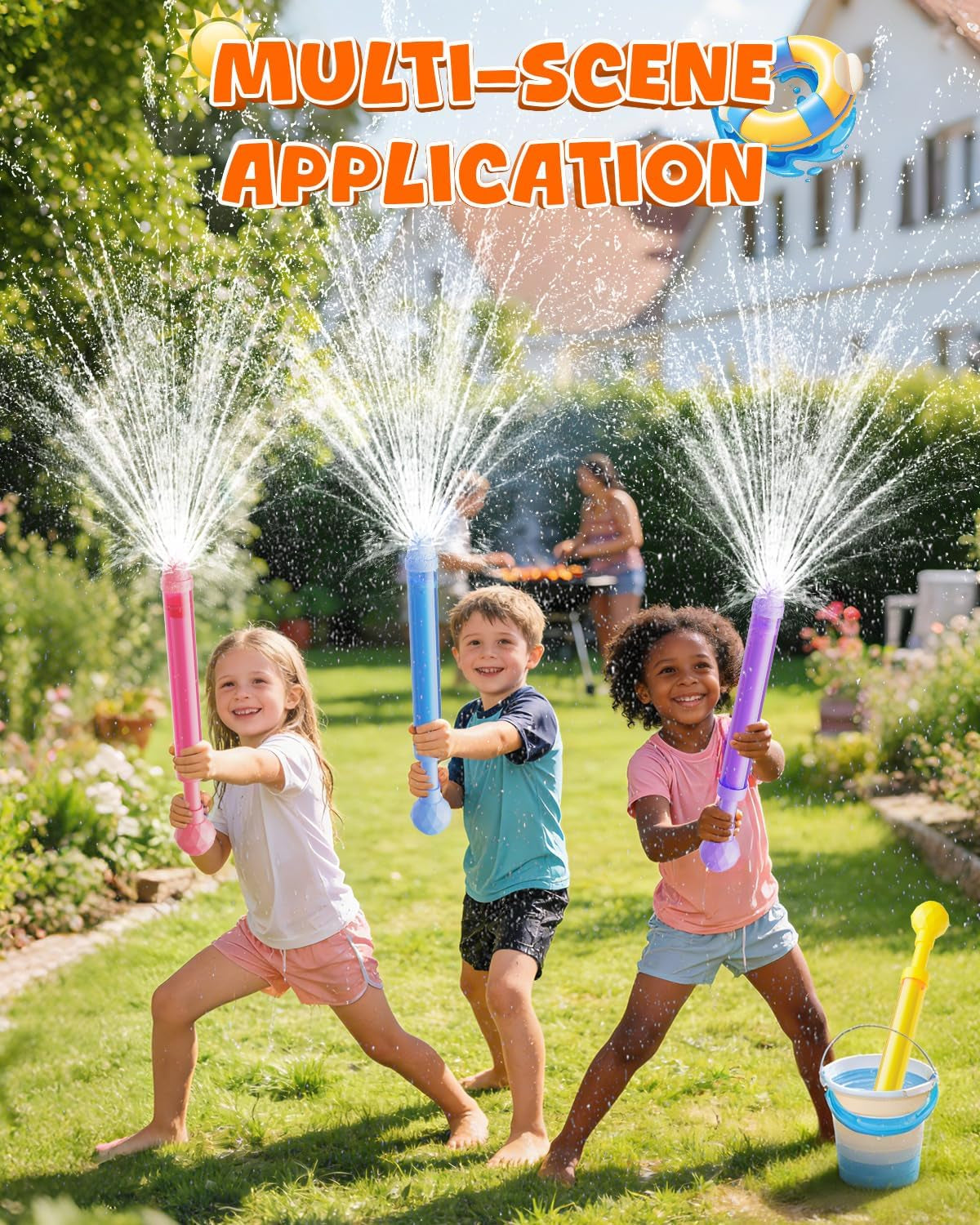 6 Pack Water Gun Wide Spray Water Squirt Gun for Kids Adults, Sparkle Burst Spray Water Blasters for Kids Ages 4-12, Water Shooters for Pool Toy Swimming Beach Backyard Outdoor Party Favors