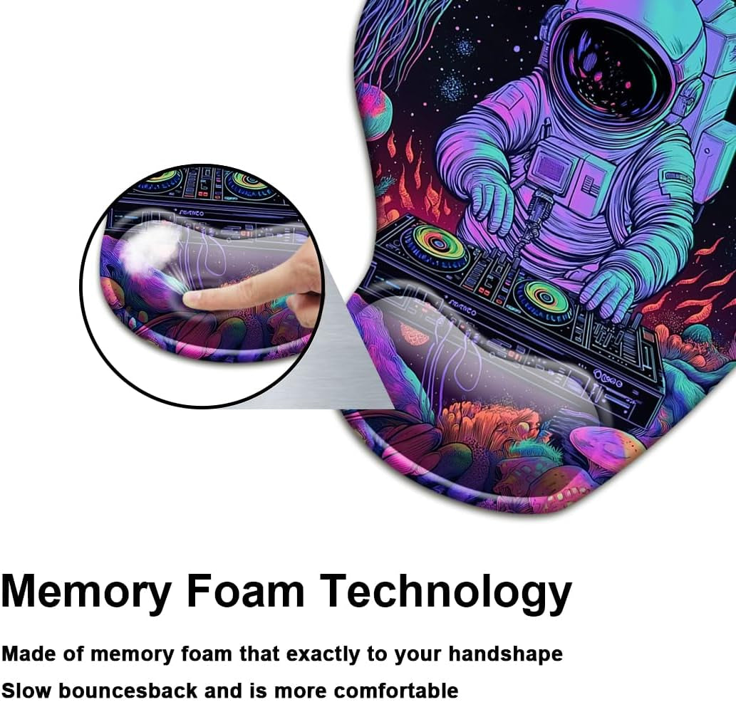 Gel Wrist Rest Mouse Pad-Ergonomic Office Mousepad with Wrist Support-Non-Slip,Design Desk Accessories Mat for Home&Game Decor Cool Astronaut