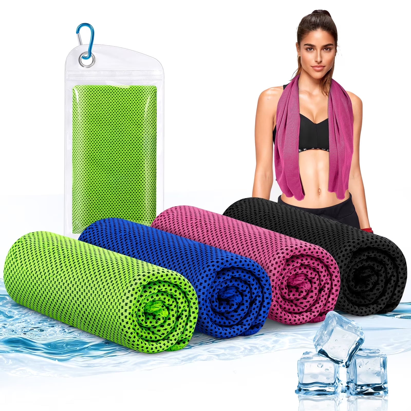 4 Pack Cooling Towels for Neck - Instant Cool Towel Workout Sweat Towel for Sports Gym Exercise, Blue