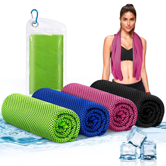 4 Pack Cooling Towels for Neck - Instant Cool Towel Workout Sweat Towel for Sports Gym Exercise, Blue