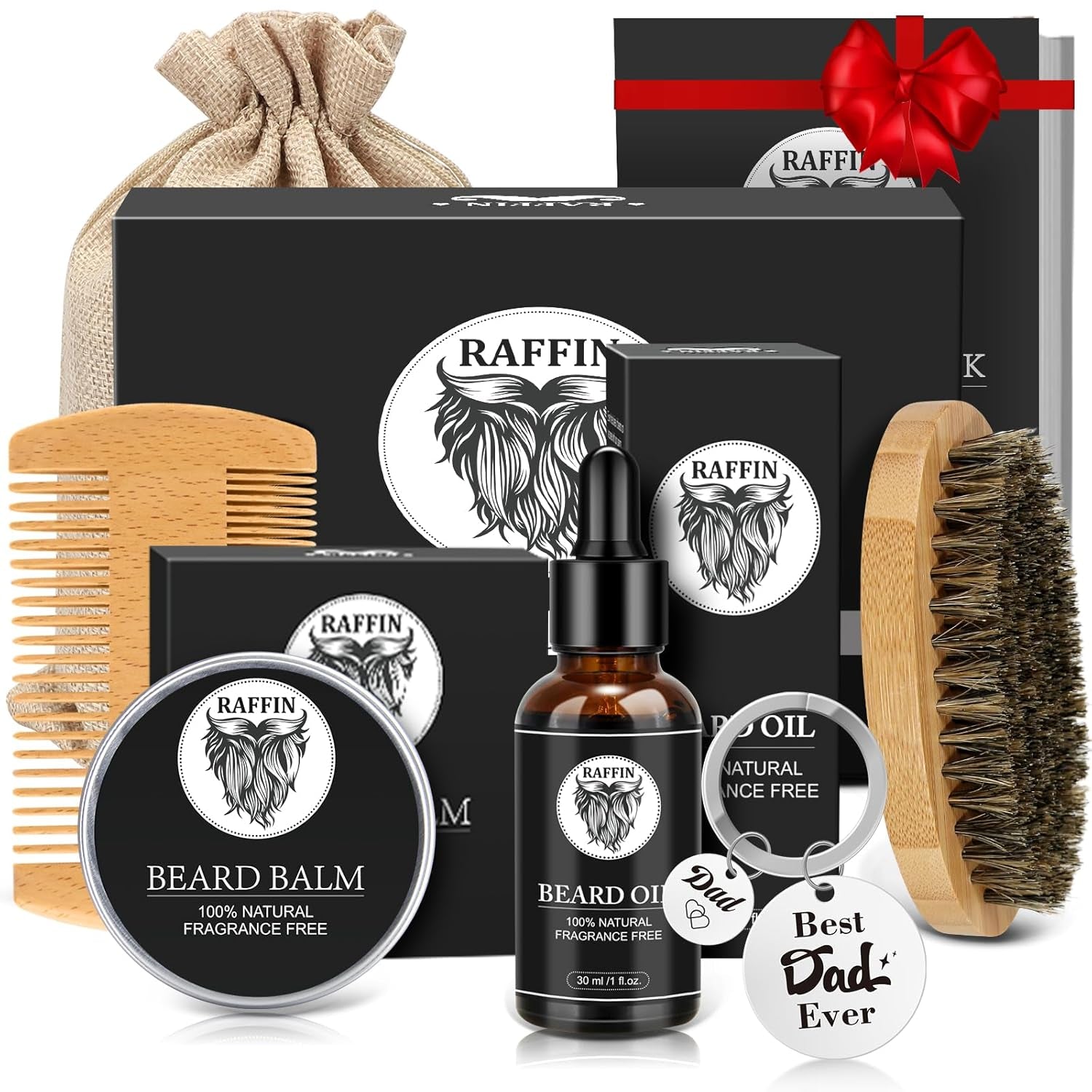 Dad Gifts Fathers Day - Beard Kit with Beard Oil, Balm, Brush, Comb & Bonus Keychain, Men'S Self-Care Set & Constant Keepsake, Birthday Gift for Daddy/Papa, Dad Day Gifts from Kids Daughter Son