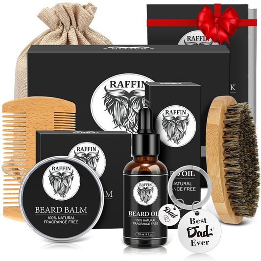 Dad Gifts Fathers Day - Beard Kit with Beard Oil, Balm, Brush, Comb & Bonus Keychain, Men'S Self-Care Set & Constant Keepsake, Birthday Gift for Daddy/Papa, Dad Day Gifts from Kids Daughter Son