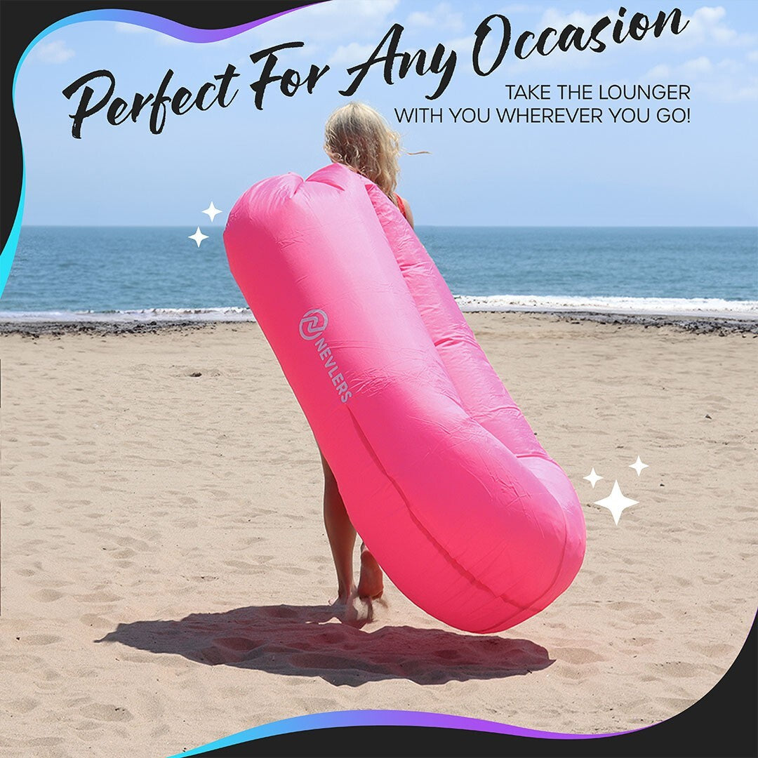 Nevlers Inflatable Air Lounger Sofa Chair Bed with Carry Bag and Pockets Waterproof 210T Polyester Outdoor Travel Use