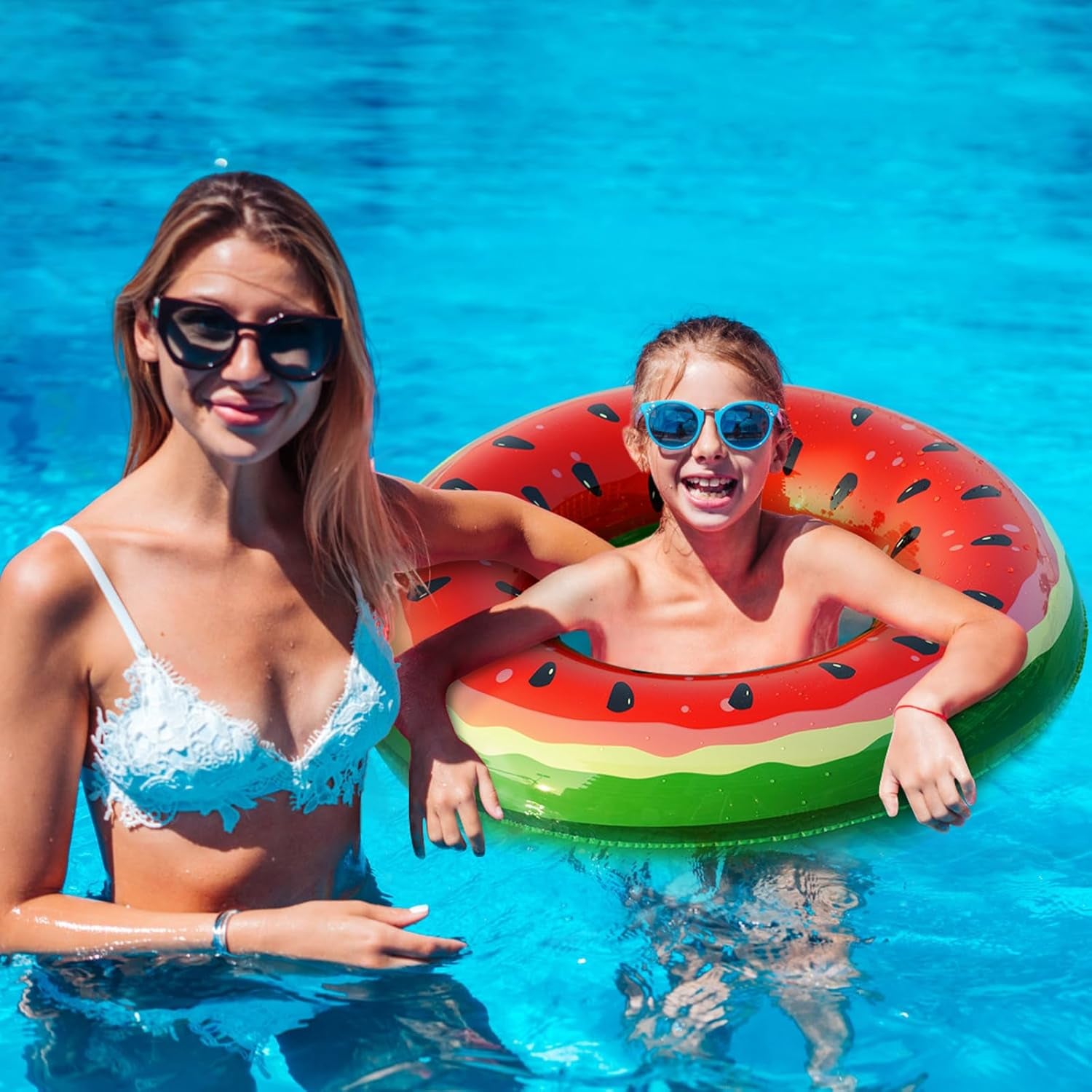 Inflatable Pool Floats Kids - 3 Pack Floaties Pool Tubes Swim Rings Fruit Water Floaty Watermelon Kiwi Orange Inflatable Pool Toys Float for Swimming Pool Party Lake Beach Kids Adults