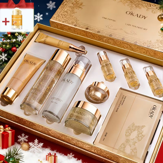 10-Piece Gold-Colored Luxury Skincare Gift Set
