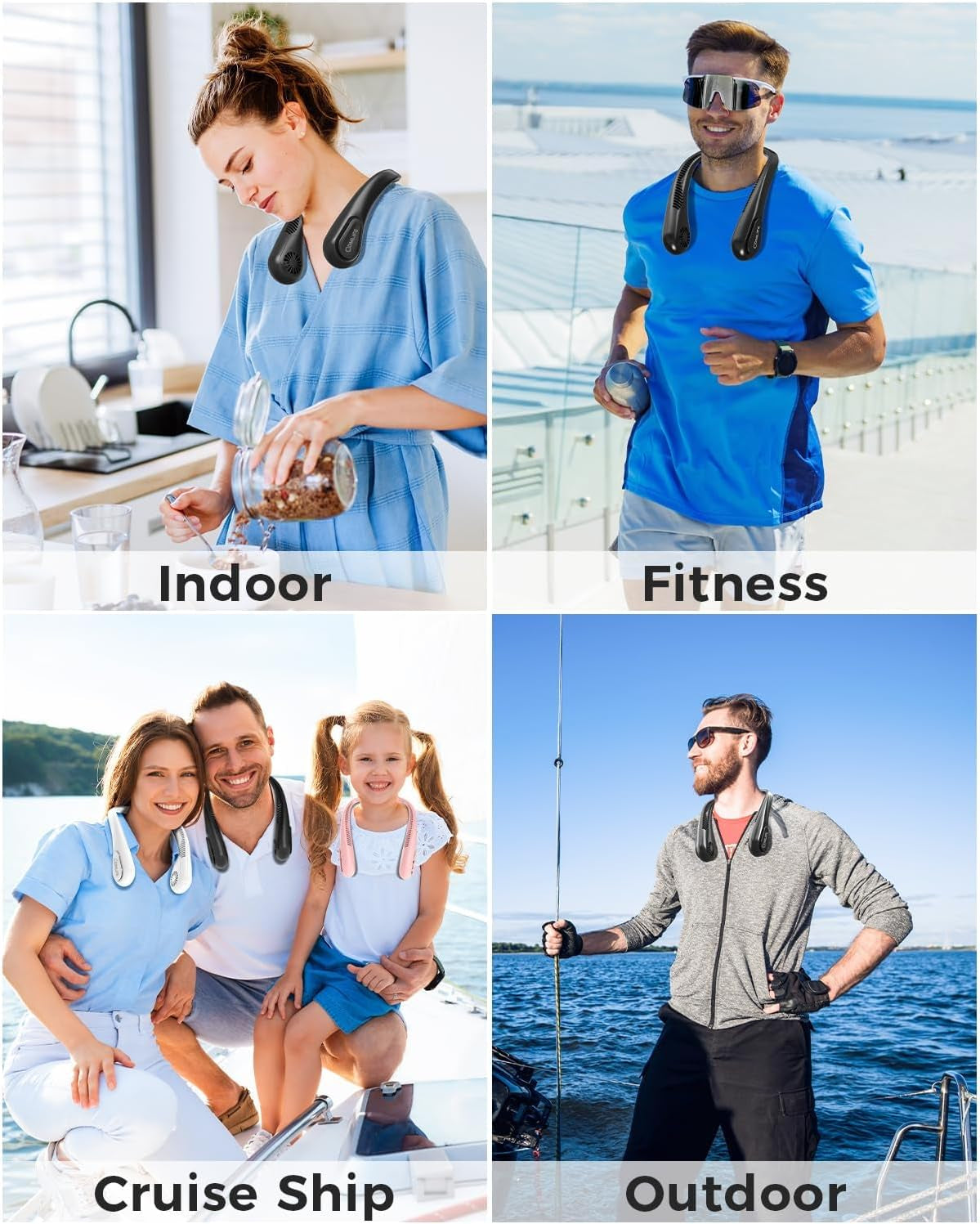 Portable Bladeless Neck Fan, Fathers Day Gift for Men Dad Blue Collar Workers, Birthday Gift for Mom Women Teacher, Wearable Cooling Fan Rechargeable for Camping Travel Beach Golf Cruise Essentials