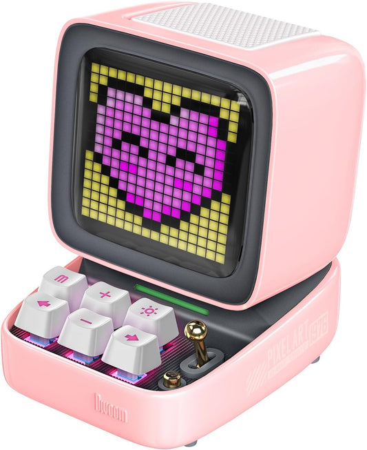 Ditoo Retro Pixel Art Bluetooth Speaker – 16×16 LED App-Controlled Screen, 15W Sound, Pixel Creator Community, Pink