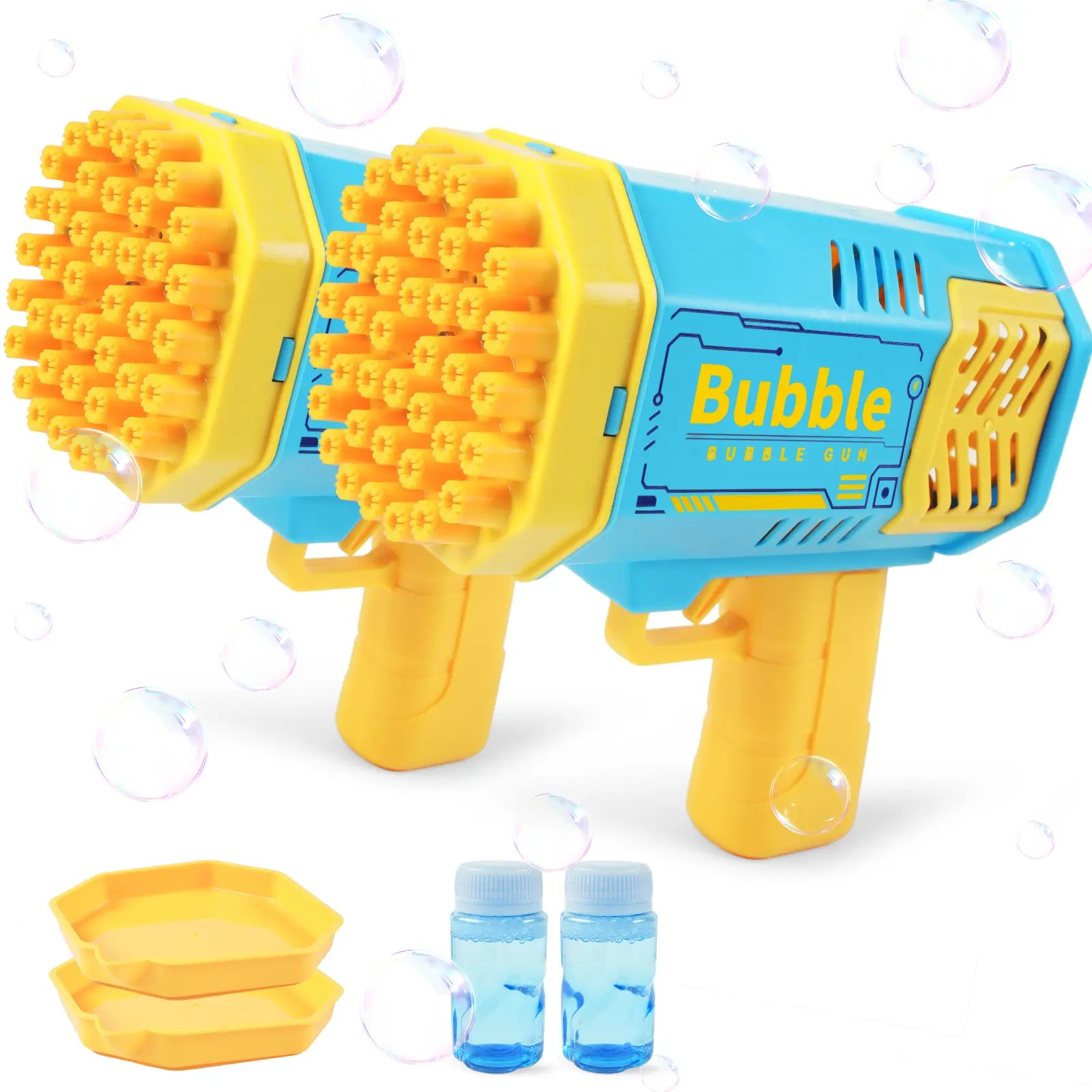2 Pack Bubble Machine 40 Hole Automatic Bubble Maker with LED Lights and Solution for Indoor Outdoor Use