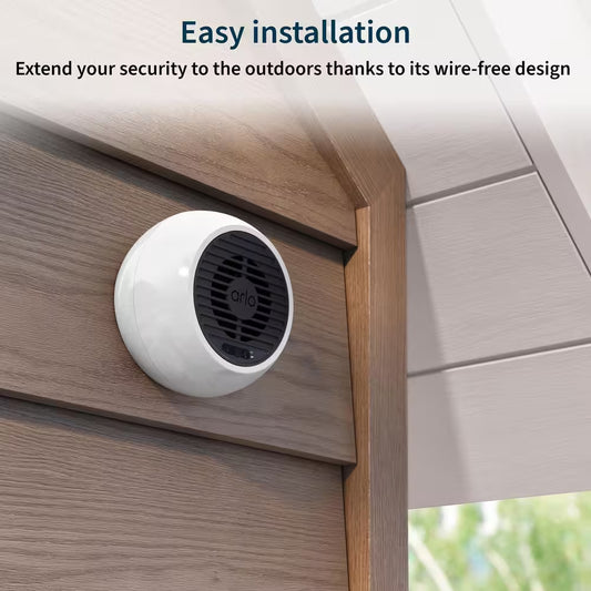 Wireless Outdoor Security Siren Weather Resistant with Strobe Light Adjustable Volume Battery Powered Compatible with Arlo System