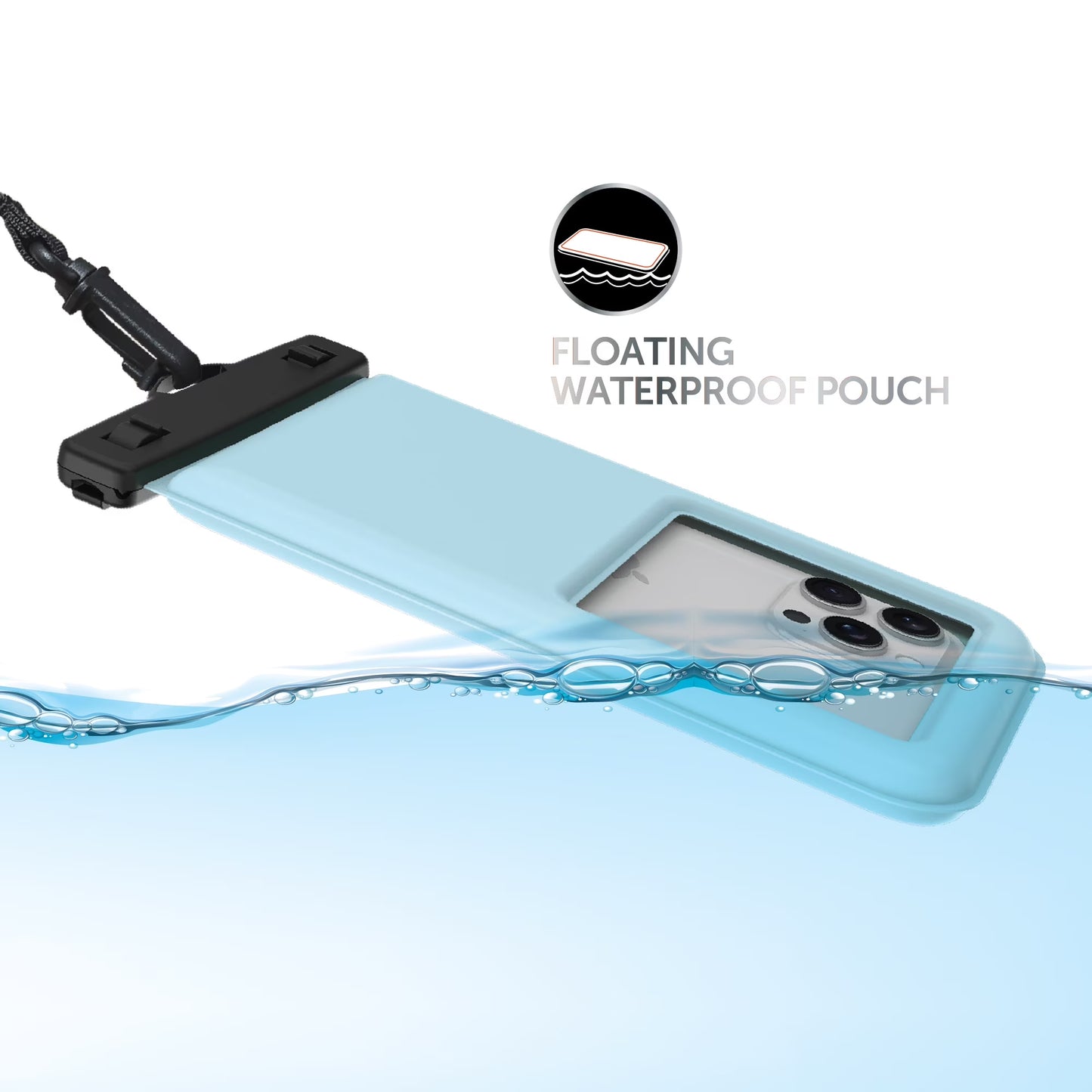 Tidal Waterproof Floating Phone Pouch - Blue/Clear