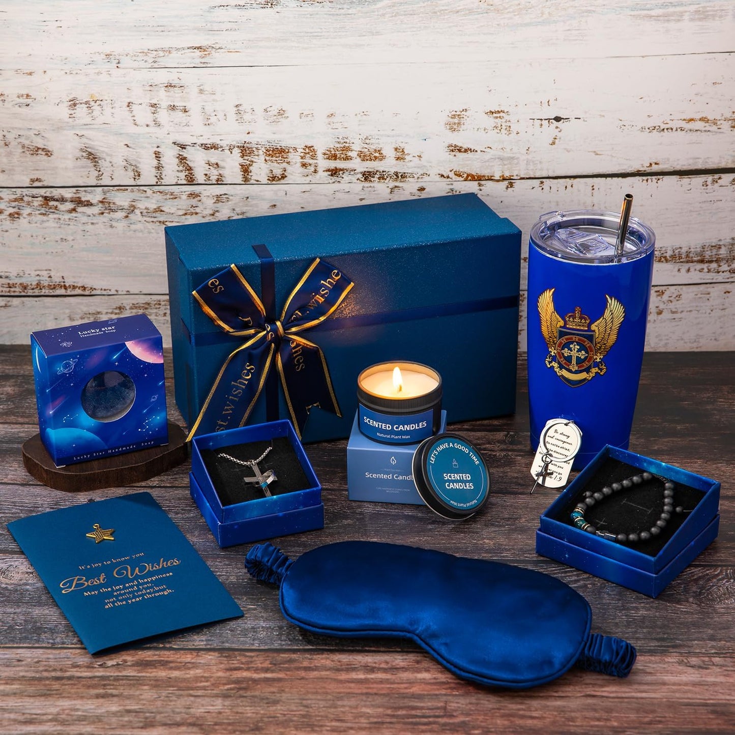 Father’S Day Gift for Dad, Birthday Gifts for Men,Blue Man Premium Gifts Basket Ideas Set for Him,Men'S Birthday Gift Box Presents for Dad,Husband,Brother,Son, Boyfriend,Male Friend