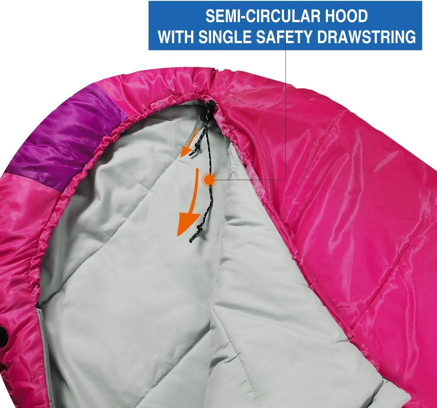 Kids Mummy Sleeping Bag for Camping, 3 Season Cold Weather Sleeping Bag for Boys, Girls & Teens, Lightweight Portable Sleeping Bag with Carry Bag, Blue/Rose Red