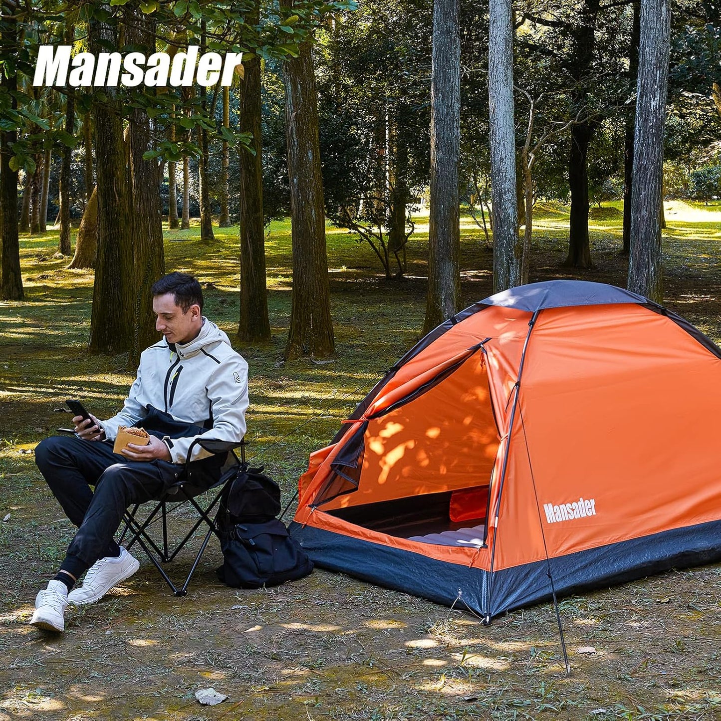 2 Person Camping Dome Tent Waterproof Lightweight Portable 82.7 x 55 x 43.5 in Backpacking Hiking Tent Green