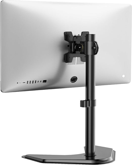 Single Monitor Desk Mount Arm for 13–32 in Screens, Adjustable Height and Angle, Freestanding VESA 75x75/100x100, Black