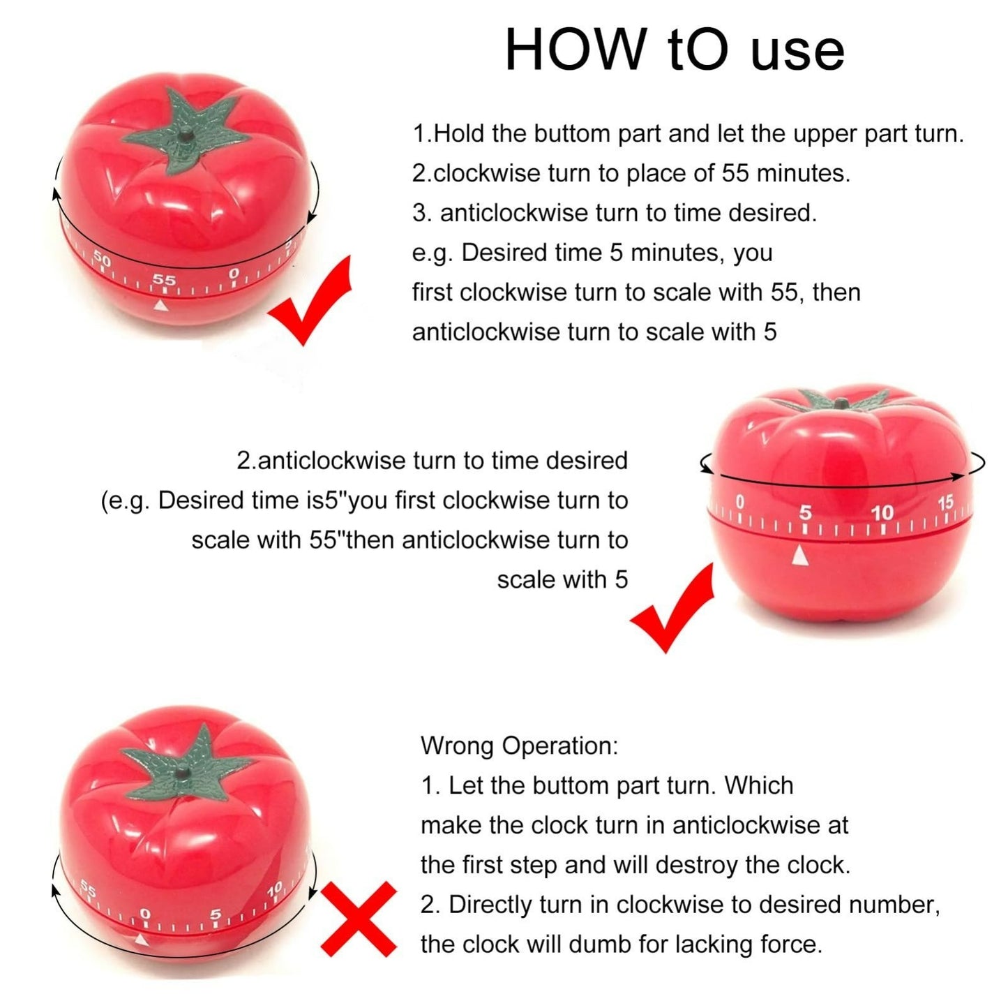Tomato Timers 60 Minutes Kitchen Cooking Timer Clock Mechanical Timer