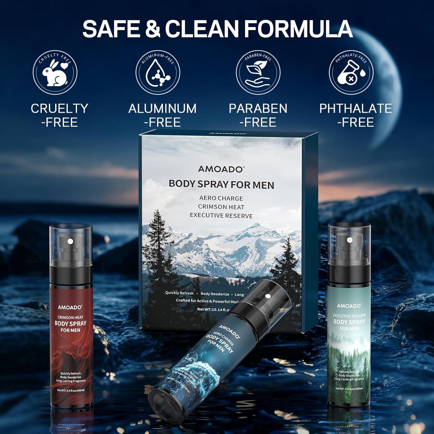 Men’S Body Spray Set – Body Spray for Men,Deodorizing Body Mist Refreshing Spray, Aluminum-Free Cologne for Him, Oriental & Woody Scents,Each 3.4 Fl Oz