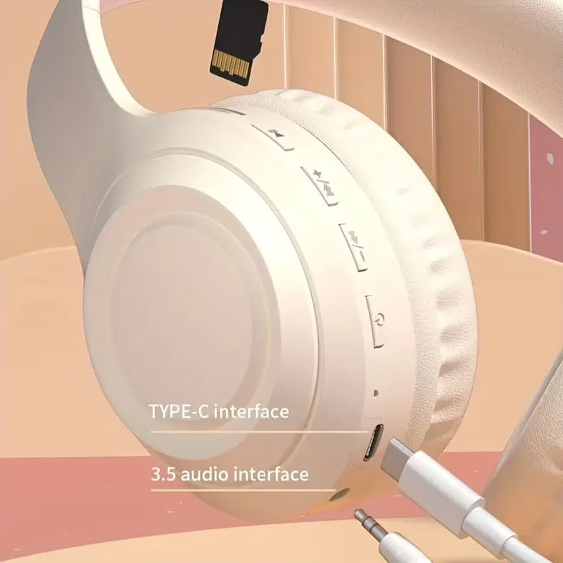 Noise Cancelling Headphones, Wireless Bluetooth Headphones, over Ear Headphones with Microphone, Khaki