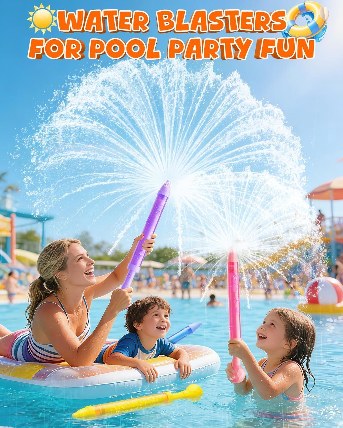 6 Pack Water Gun Wide Spray Water Squirt Gun for Kids Adults, Sparkle Burst Spray Water Blasters for Kids Ages 4-12, Water Shooters for Pool Toy Swimming Beach Backyard Outdoor Party Favors