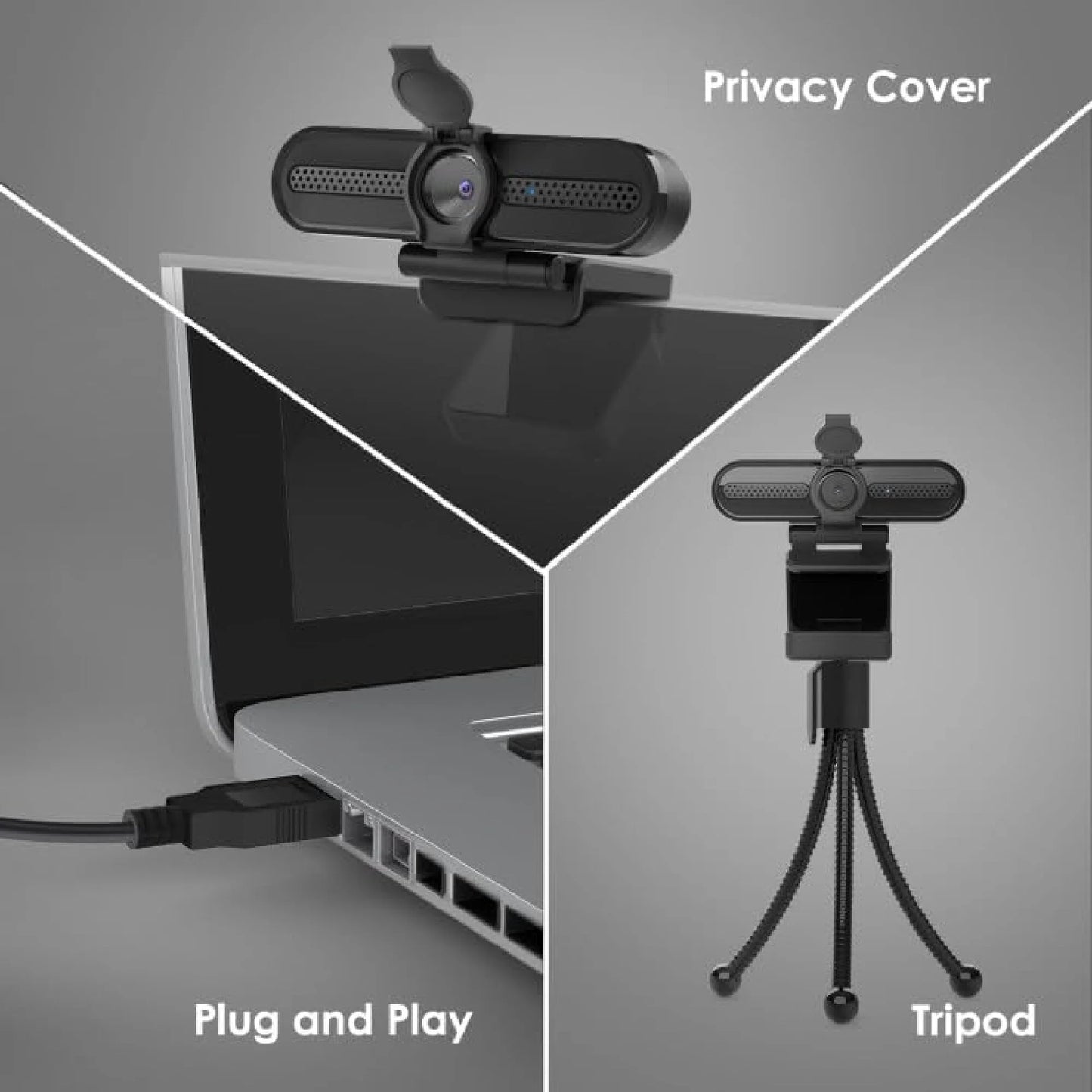 2K/1080P Webcam with 2 Microphones for PC Laptop Conference Streaming Gaming Autofocus USB Web Cam