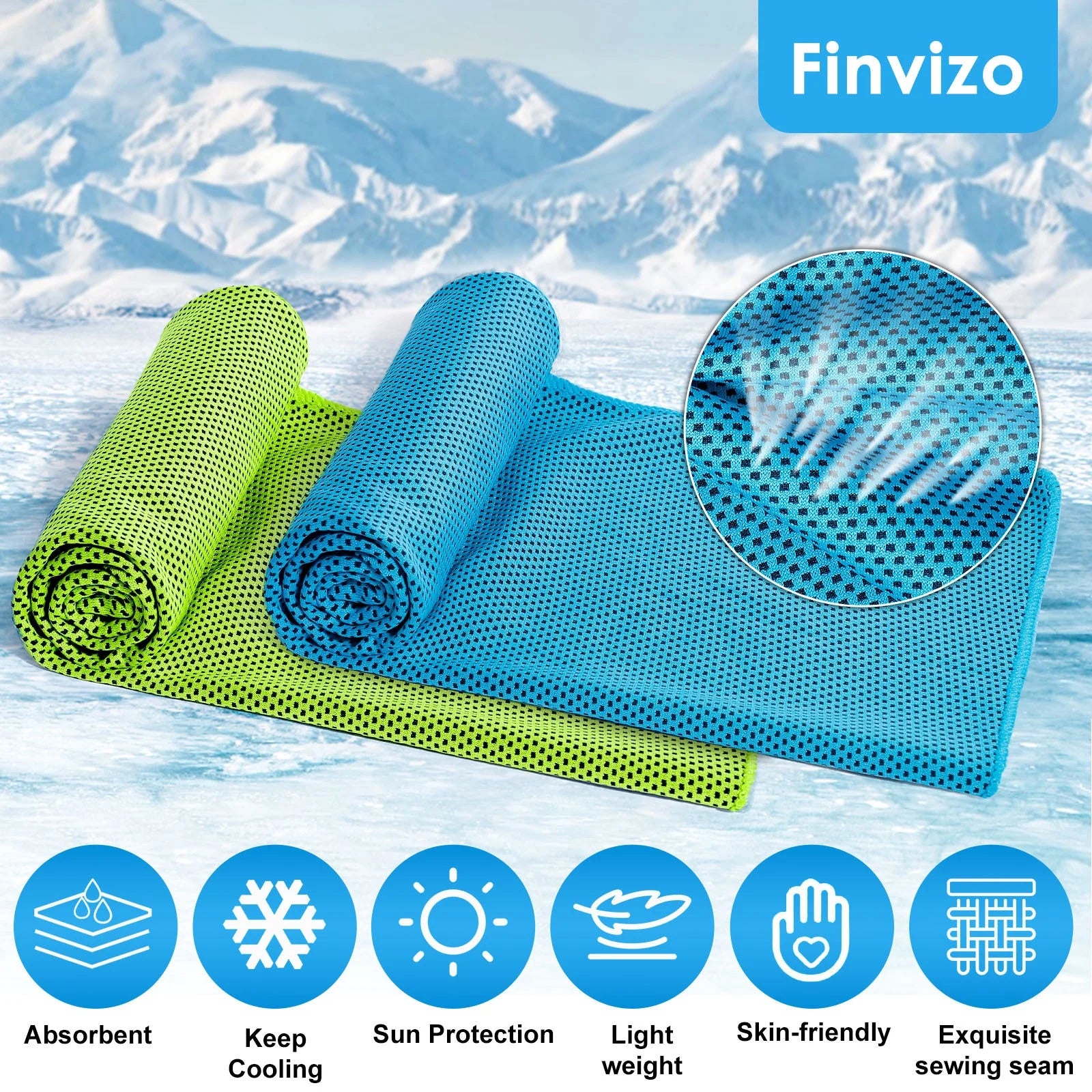 4 Pack Cooling Towels for Neck - Instant Cool Towel Workout Sweat Towel for Sports Gym Exercise, Blue