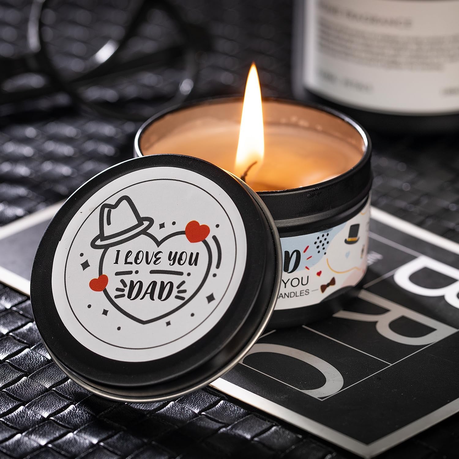 Gifts for Dads Birthday, Father Day Gifts Ideas from Daughter Son, 9 Pcs Dad Birthday Gift Basket Set for Men Husband Fathers Day, Unique Father Presents with 20Oz Tumbler Wallet Notebook Candle