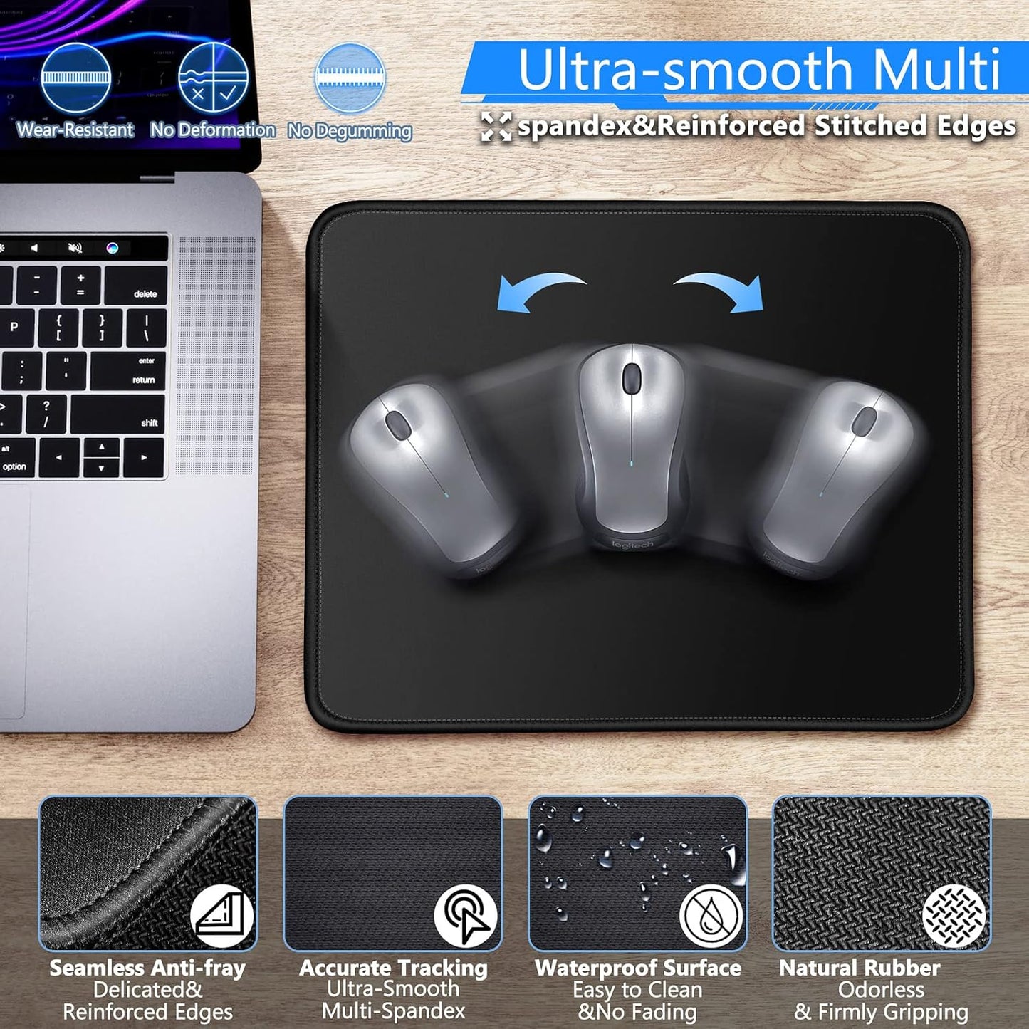 3Pcs Memory Foam Keyboard Wrist Rest, Mouse Pad Wrist Support for Easy Typing Pain Relief, Ergonomic, Comfortable Keyboard Mouse Pad Set for Computer, Laptop, Home & Office
