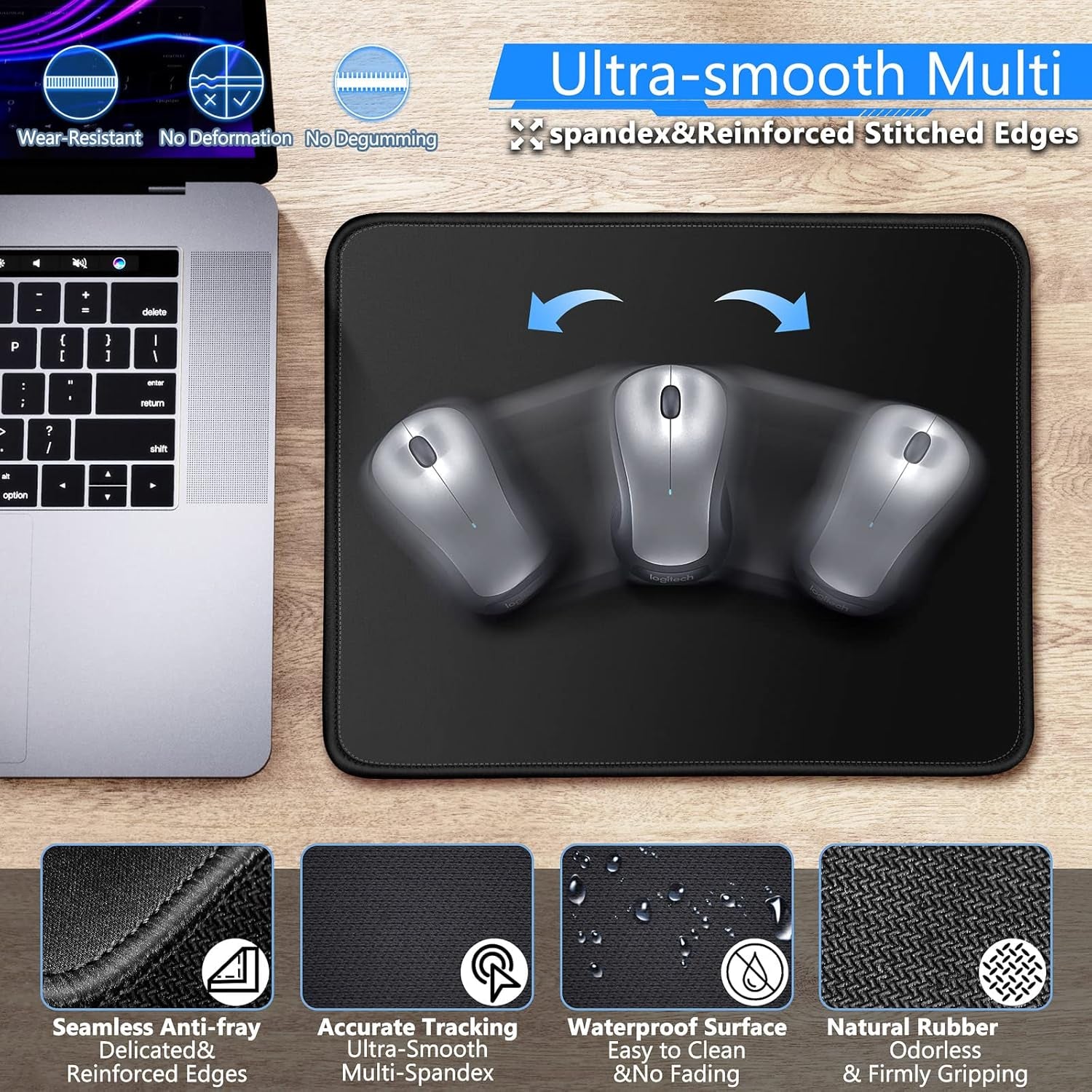 3Pcs Memory Foam Keyboard Wrist Rest, Mouse Pad Wrist Support for Easy Typing Pain Relief, Ergonomic, Comfortable Keyboard Mouse Pad Set for Computer, Laptop, Home & Office