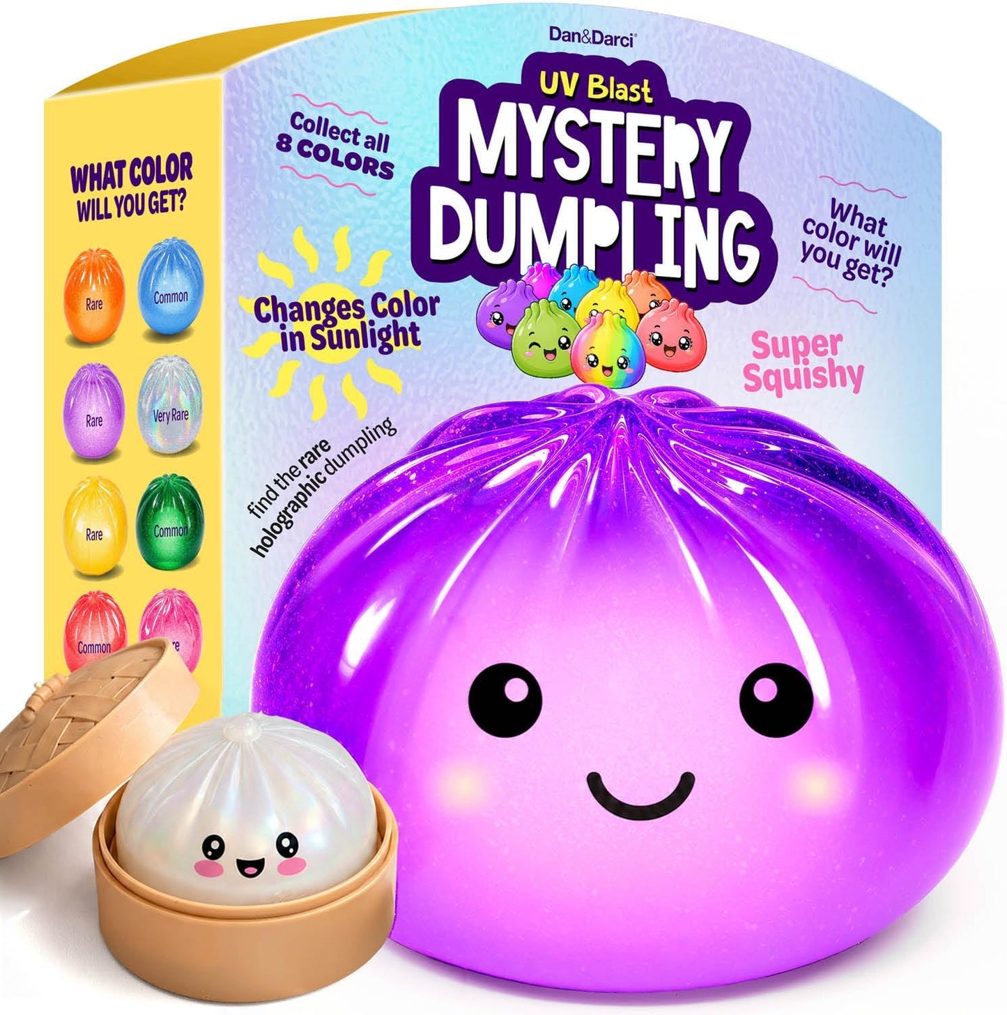 Glitter Dumpling Squishy Mystery Box - UV Color-Changing - Squishies Squeeze Toys - Squishys Big Dumplings Fidget Stress Sensory Toys - Gifts for Kids, Teens, Girls, Boys - Desk Toy (Squishy Dumpling)