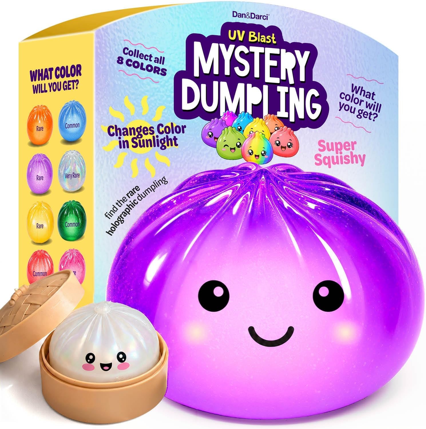 Glitter Dumpling Squishy Mystery Box - UV Color-Changing - Squishies Squeeze Toys - Squishys Big Dumplings Fidget Stress Sensory Toys - Gifts for Kids, Teens, Girls, Boys - Desk Toy (Squishy Dumpling)