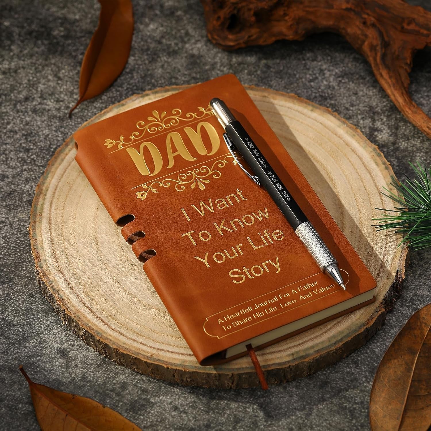 Gifts for Dads Birthday, Father Day Gifts Ideas from Daughter Son, 9 Pcs Dad Birthday Gift Basket Set for Men Husband Fathers Day, Unique Father Presents with 20Oz Tumbler Wallet Notebook Candle