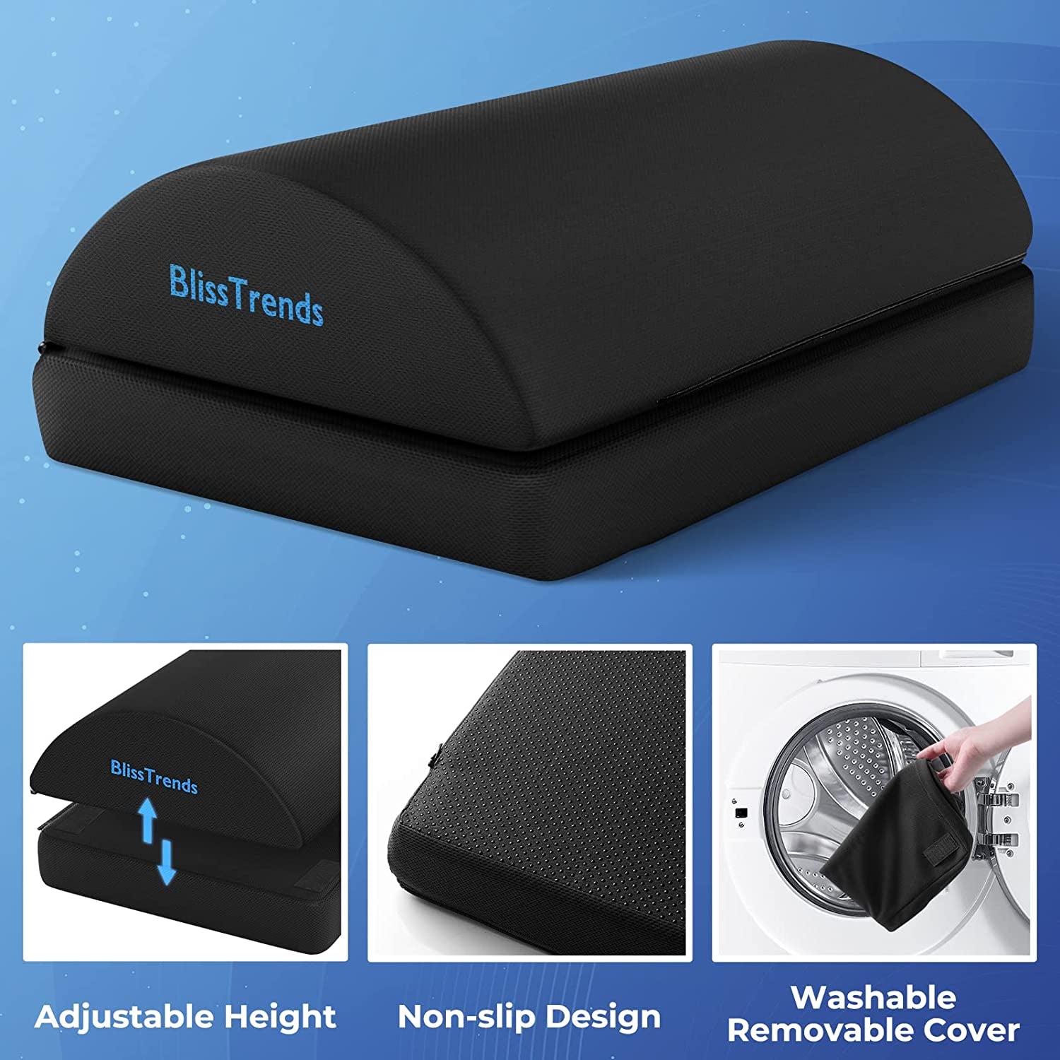Foot Rest for under Desk at Work-Versatile Foot Stool with Washable Cover-Comfor