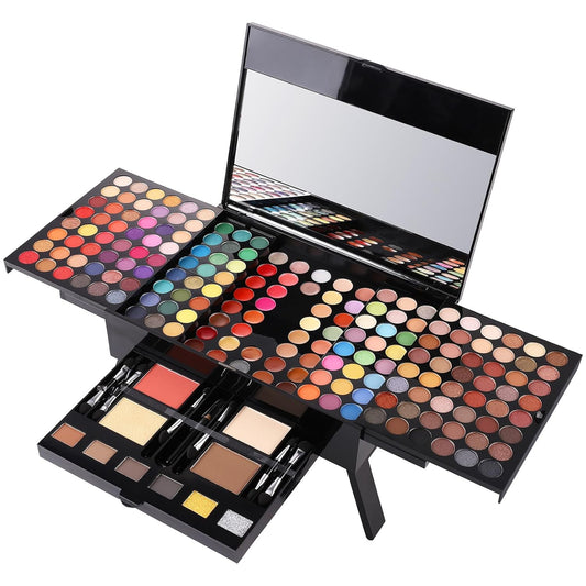 All-In-One Professional Makeup Kit – 144 Eyeshadows, Lip Gloss, Concealer, Contour, Blush, Highlighter & Brushes Gift Set for Women & Girls