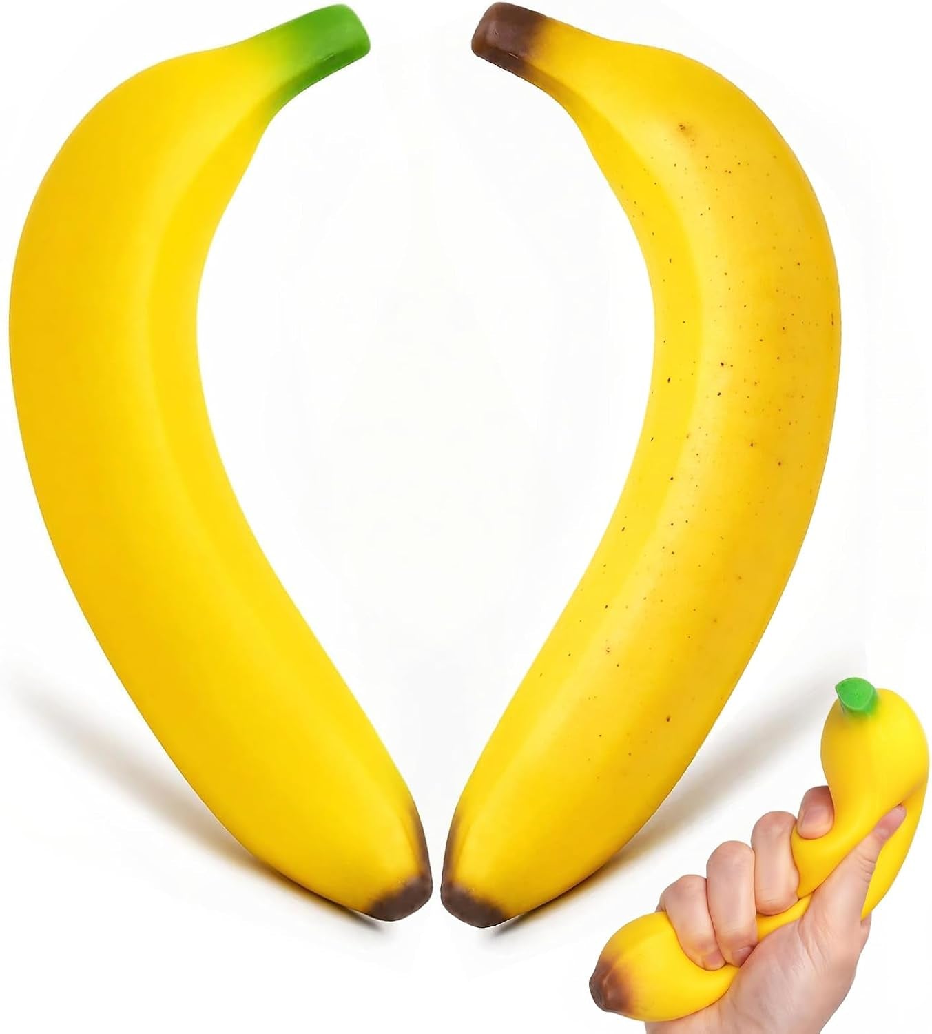 2Pcs Banana Squishy Fidget Toys,Squeezy Squishy Banana for Adults Kids,Cute Sensory Stretchy Squeeze Toys for Anxiety Stress Relief Focus,Slow Rising Squishy Toys for Office Home Work Study Relaxation
