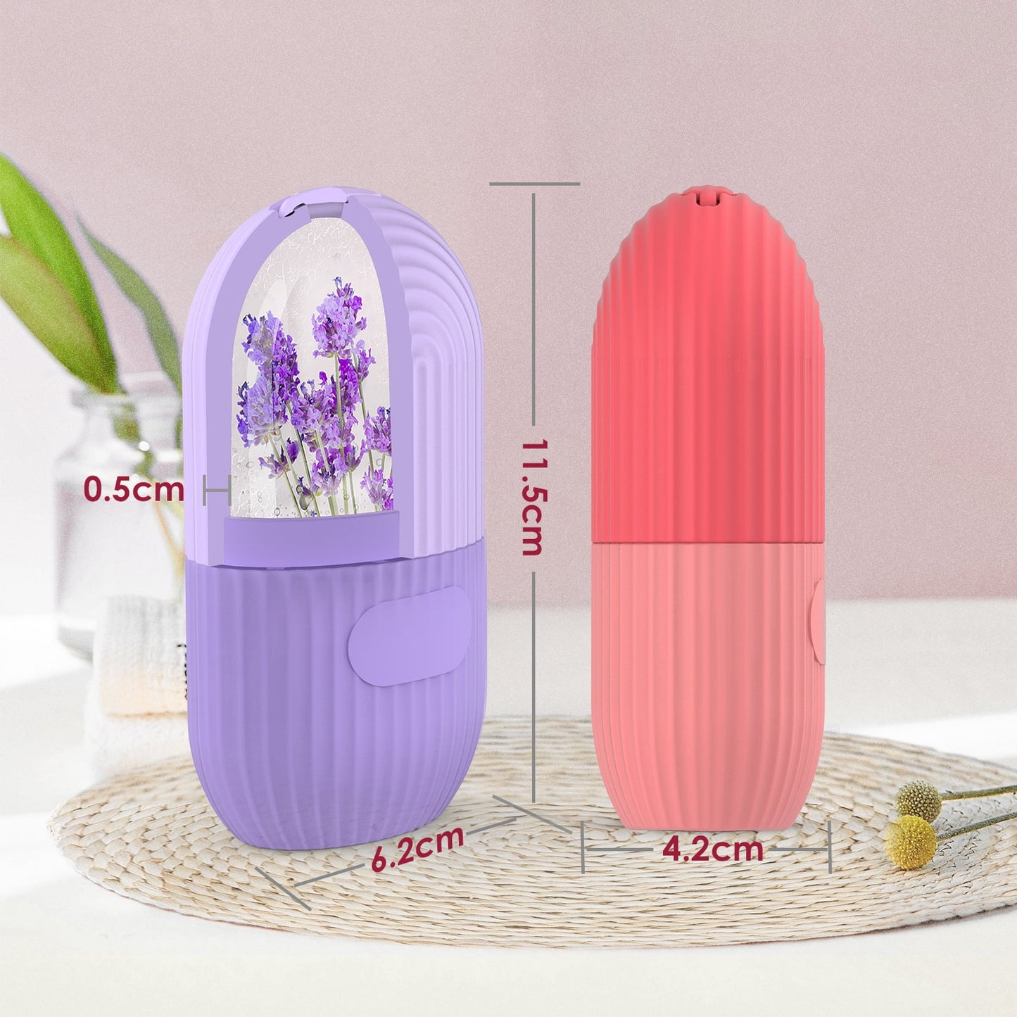 Ice Face Roller Silicone Ice Facial Roller for Face Contour Eyes Neck - Purple Beauty Massage Tool Remove Dark Circles Pore Shrink Skin Care