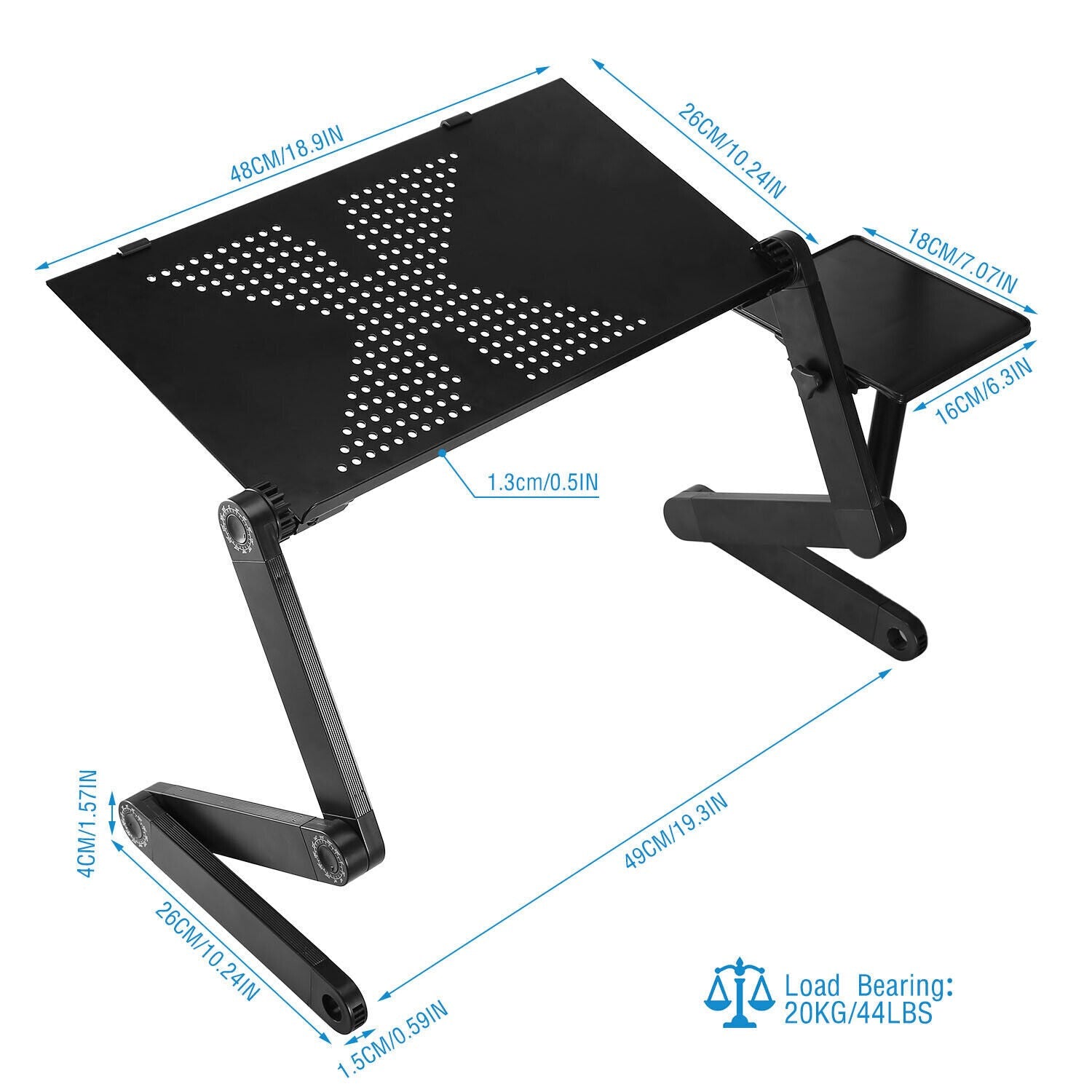 360° Adjustable Folding Laptop Notebook Desk + Cooling Fan Table Stand Bed Tray
