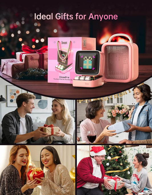 Ditoo Retro Pixel Art Bluetooth Speaker – 16×16 LED App-Controlled Screen, 15W Sound, Pixel Creator Community, Pink