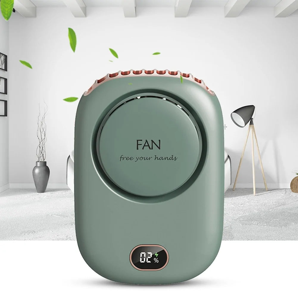 Mini Portable Bladeless Neck Fan 3 Speed Rechargeable 2000mAh Wearable Hands Free Cooling Fan ABS Lightweight Personal Use