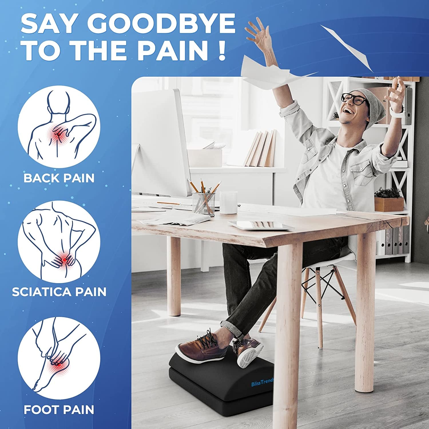 Foot Rest for under Desk at Work-Versatile Foot Stool with Washable Cover-Comfor