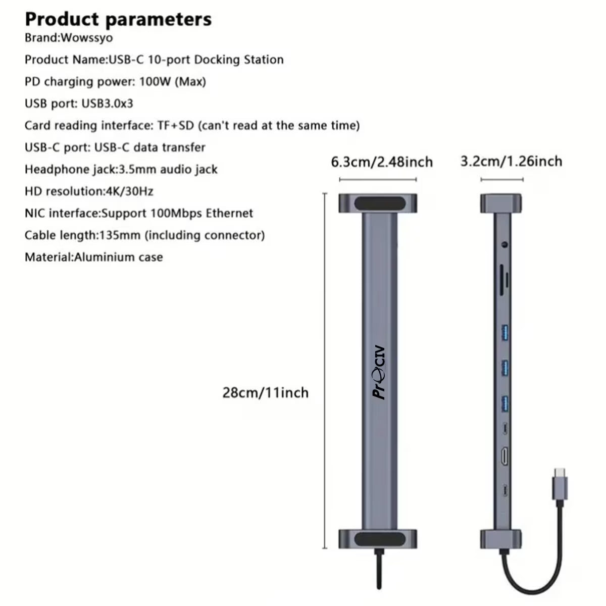 USB C Laptop Docking Station Stand, 10 in 1 Folding Tilt Stand Triple Display USB C , 4K, PD 100W, USB 3.0, TF, SD, Audio, RJ45 for Macbook & Windows