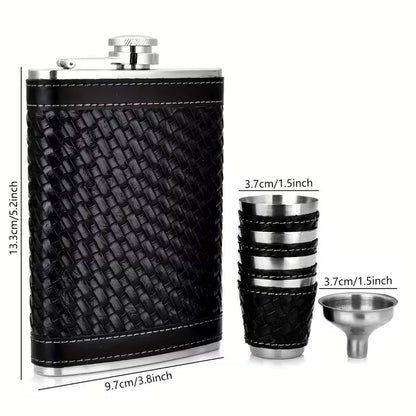 Black Stainless Steel Hip Flask Gift Set with Pen