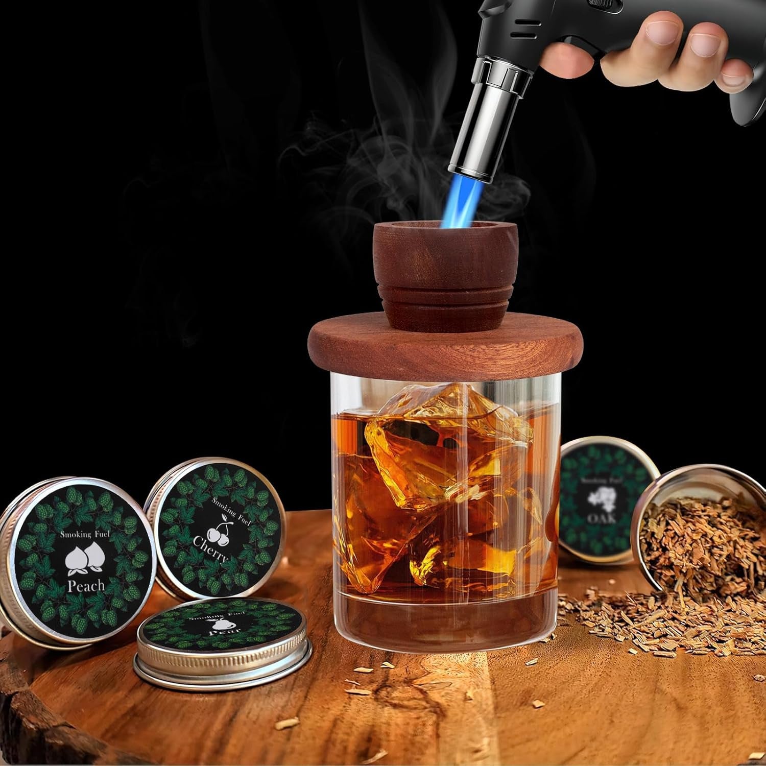 Whiskey Smoker Kit with Torch, Birthday Gifts for Him, Men, Dad, Husband, Cocktail Smoker Infuser Kit Old Fashioned Drink Smoker Kit Fathers Day Bourbon Whiskey Gifts