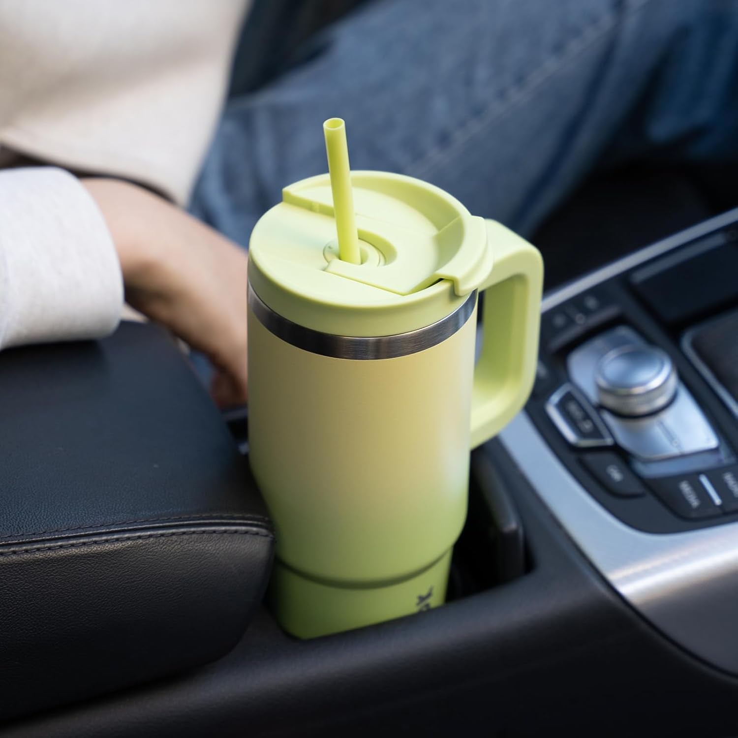 Tumbler with Handle 30 Oz Stainless Steel Insulated Tumbler with Lid and Straw for Water or Ice Coffee,Lavender Green