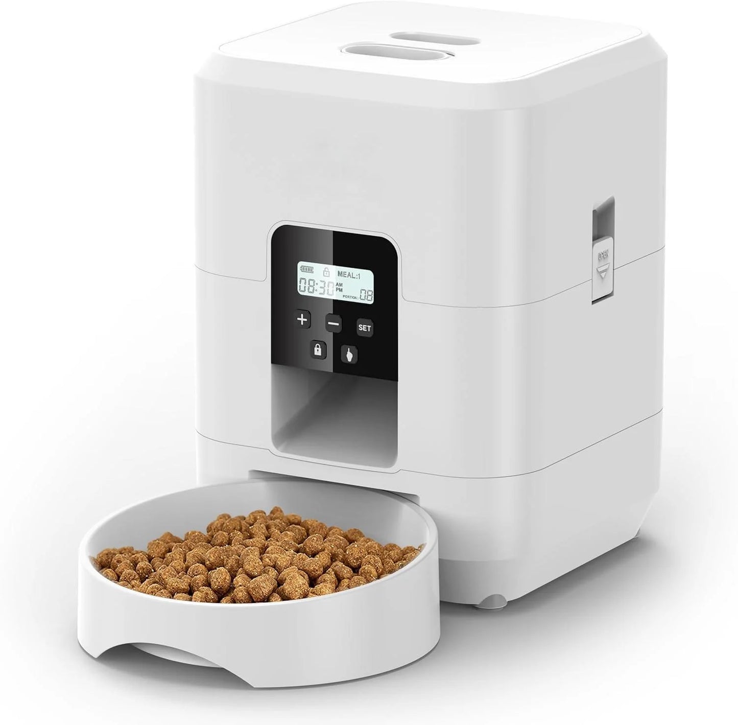 Intelligent Automatic Pet Feeder – 6L Timed Portion Control Dispenser with Remote/App Scheduling, Voice Recording & Anti-Clog Design for Cats & Small Dogs