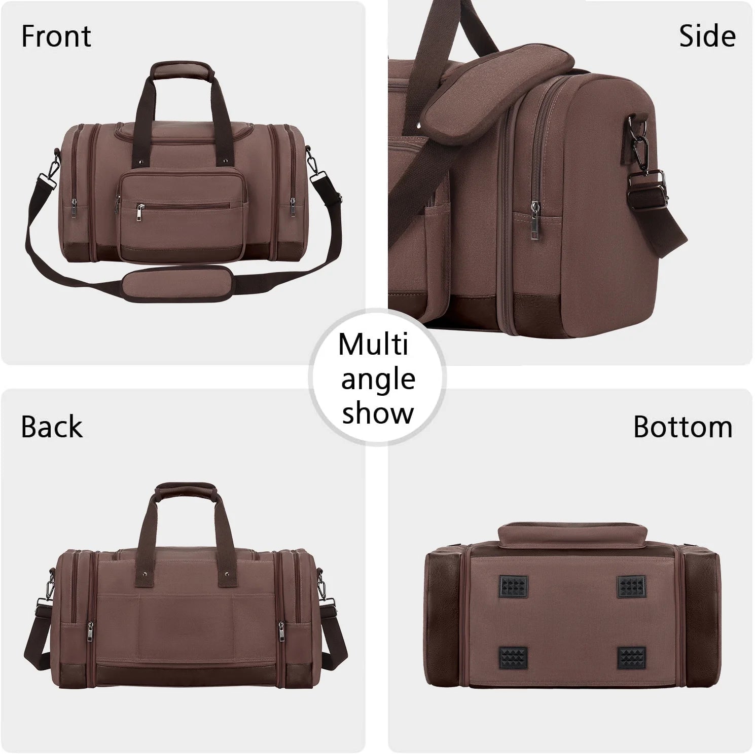 Duffle Bag for Travel Bag 46L Large Expendable Duffle Bags for Men Weekender Bag with Trolly Sleeve for Business Trip Travel Camp Gym, Coffee
