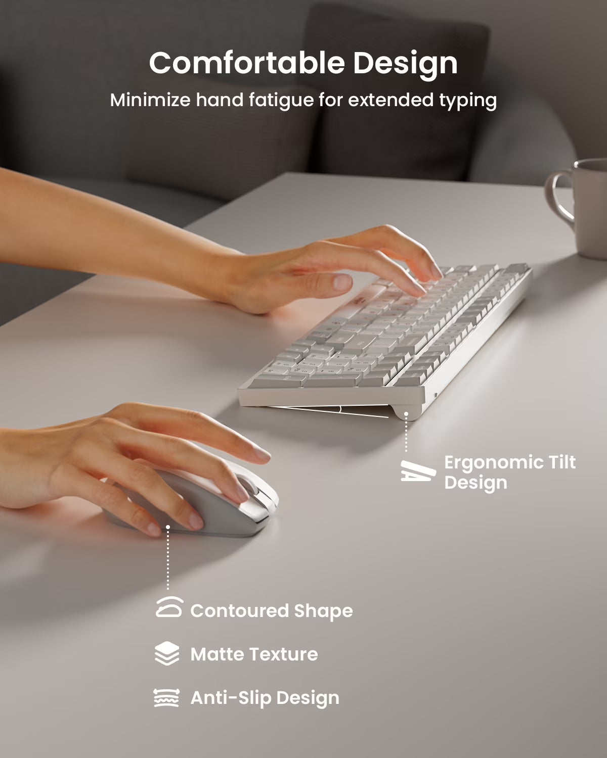 2.4G Wireless Keyboard and Mouse Combo,Compact Full-Size (98 Keys) Keyboard,Silent Touch ,6-Button & 3-DPI Quiet Wireless Mouse,Portable Kit for Windows Computer PC Mac OS Laptop
