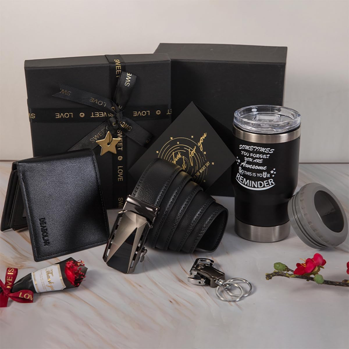 Birthday Gifts for Men Who Have Everything, Premium Gift Baskets for Men, Birthday Gift Basket for Him, Ideal Gifts for Dad, Boyfriend, Husband, Brother, Manual, Black