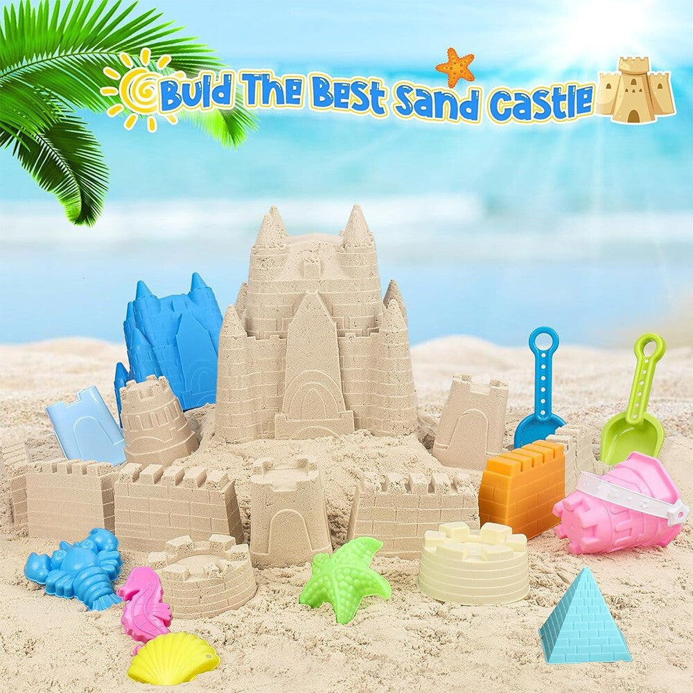 Sand Beach Castle Toys Set for Kids Bucket Shovel Rake Sand Molds Shovel & Rake