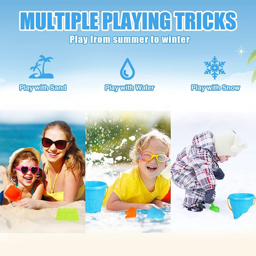 Sand Beach Castle Toys Set for Kids Bucket Shovel Rake Sand Molds Shovel & Rake